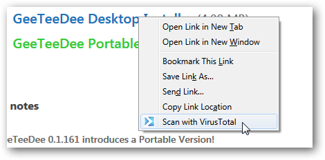 VirusTotal context menu